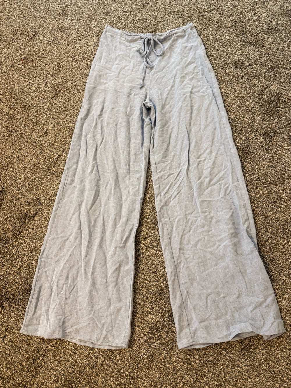 Lizard Thicket Light Blue/Gray Wide-Leg Linen-Blend Pants